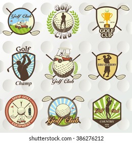 Set of vintage golf labels, badges and emblems