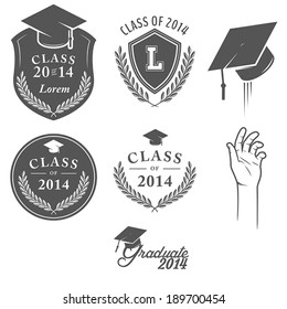 Set of vintage graduation labels, badges and design elements