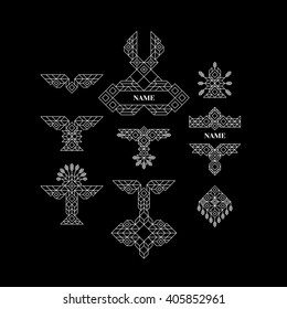 Conjunto de elementos gráficos vintage para el diseño. Diseño de líneas de arte. Ilustración de vectores lineales.