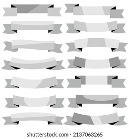 Set of vintage grey banner ribbons