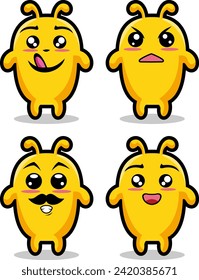 Set of vintage groovy characters and elements for poster of sticker design.