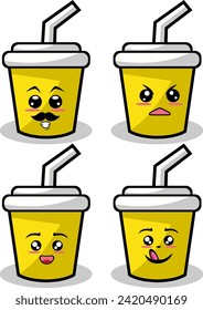 Set of vintage groovy characters and elements for poster of sticker design