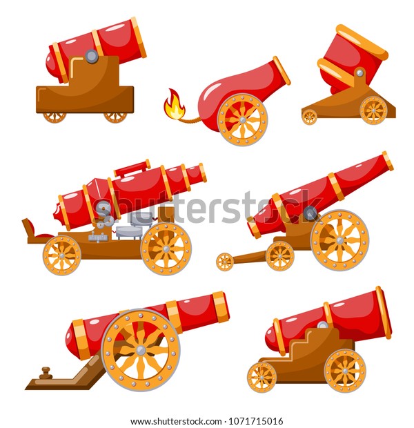 Set Vintage Gun Color Image Medieval Stock Vector (Royalty Free) 1071715016