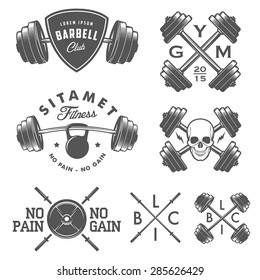 Set of vintage gym emblems, labels and design elements