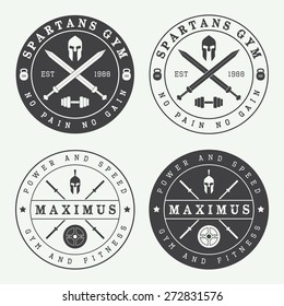 Set of vintage gym logos, labels and emblems