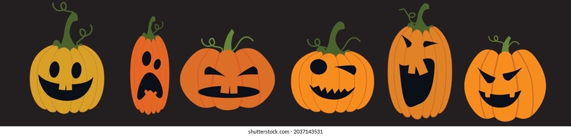 Set of vintage Halloween pumpkins
