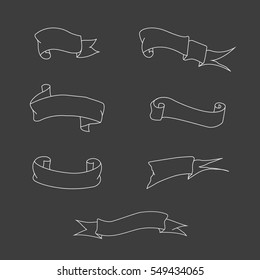 Set of Vintage Hand Drawn Banner / Ribbon, Flag vector illustration