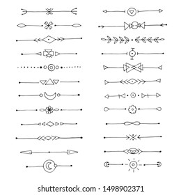 set of vintage hand drawn elements, the divider text