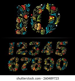 Set of vintage hand drawn numbers. Vector.