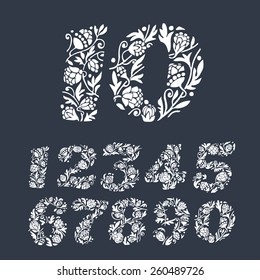 Set of vintage hand drawn numbers. Vector.