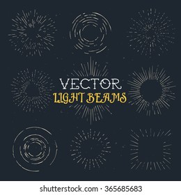 Set of vintage hand drawn ray frames, starburst template with a space for your text, company name or slogan