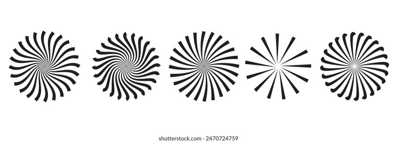 Set of vintage hand drawn sunburst rays design elements, explosion, fireworks black rays, vector illustration eps 10.