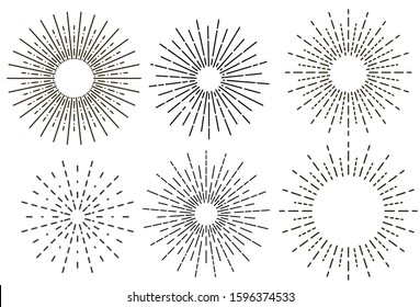 Set of vintage hand drawn sunbursts