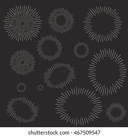 Set of vintage hand drawn sunbursts.