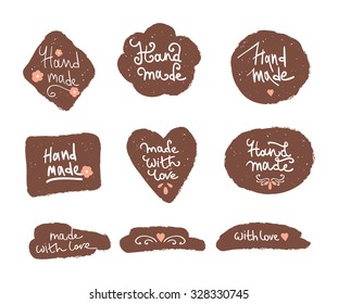 Set of vintage hand made logotypes and labels. 
