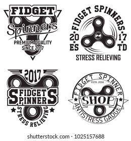 Set of vintage hand spinners logo graphic designs, print stamps, fidget spinners typography emblems, Creative design, Vector