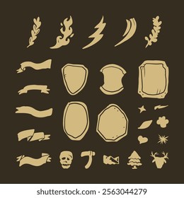 set of vintage hand-drawn badge elements