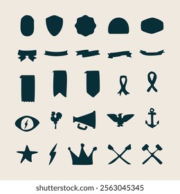 set of vintage hand-drawn badge elements