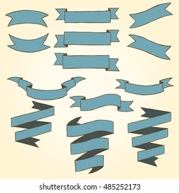 Set of vintage hand-drawn banners