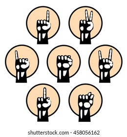 Set of vintage hands. Retro styled design elements.