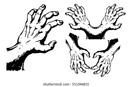 Set of vintage hands symbol