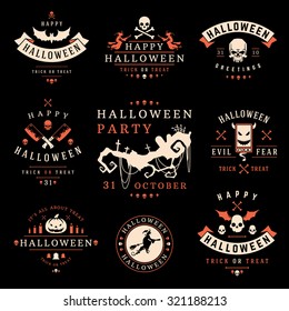 Set Vintage Happy Halloween Badges and Labels vector design elements