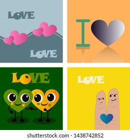 Set Of Vintage Happy Valentine's Day badges and labels - Typographical Background With Ornaments, Hearts, Ribbon and Arrow. I love you typography template.