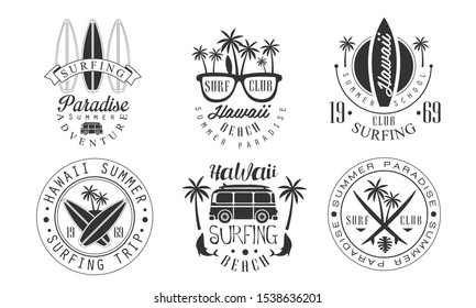 Set of vintage Hawaii logos vector illustration