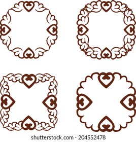Set of vintage heart frames