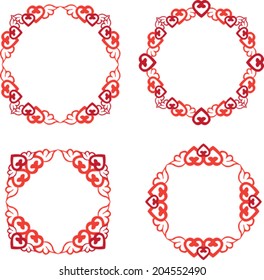 Set of vintage heart frames