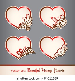 set of vintage hearts