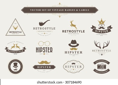 Set of vintage  hipster badges and labels