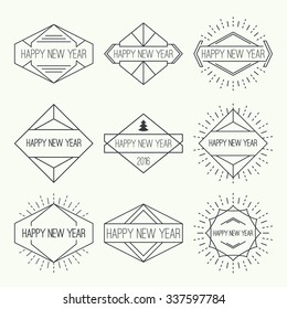 Set of vintage hipster banners, insignias, radial sunburst. Border and frame.