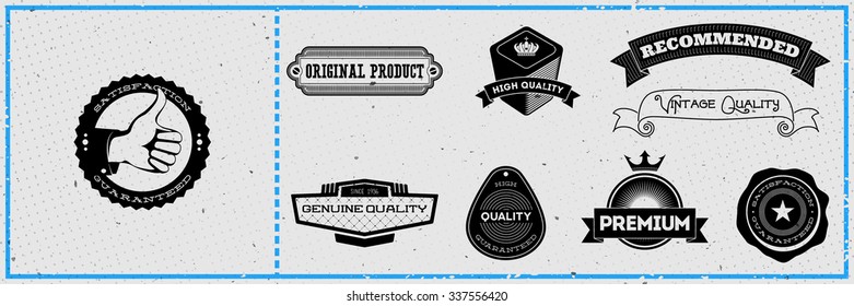 Set of vintage hipster labels on grungy card