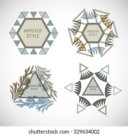 Set of Vintage Hipster Labels. Retro Borders Collection. Vector Illustration.