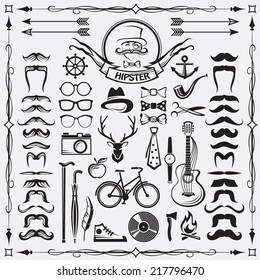 conjunto de elementos de estilo hipster vintage 