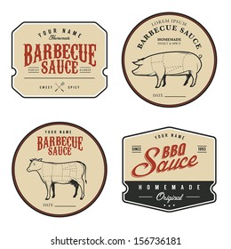 Set of vintage homemade barbecue sauce labels