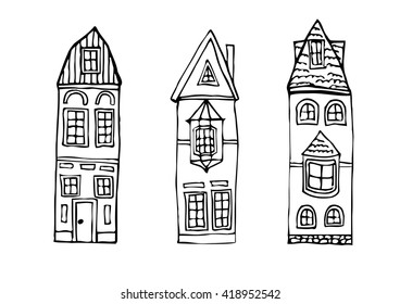 set of vintage homes. Vector illustration