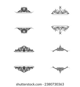 Set of vintage horizontal frame. Ornamental label frame. Graphic vector element for design of catalogs, brochures of cafes, boutiques.