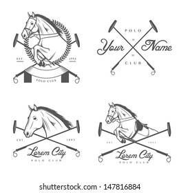 Set of vintage horse polo club labels and badges