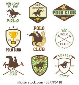 Set of vintage horse polo club labels