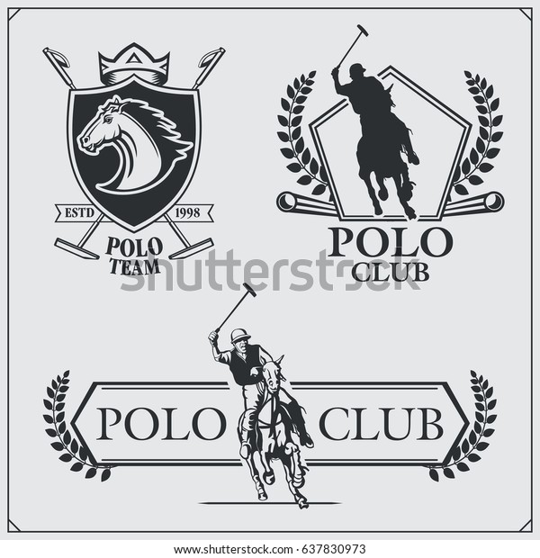 Set Vintage Horse Polo Club Labels Stock Vector (Royalty Free ...