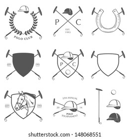 Set of vintage horse polo labels, badges and design elements
