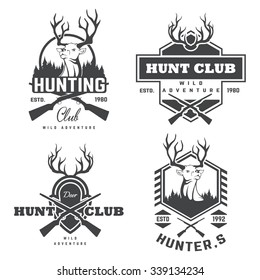 Set of vintage hunting and fishing labels and badges