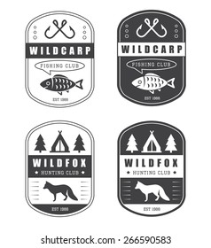 Set Of Vintage Hunting And Fishing Logo