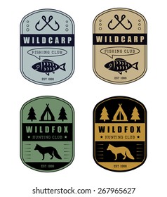 Set Of Vintage Hunting And Fishing Logo