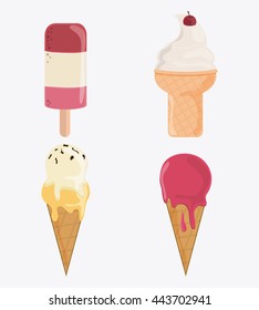 Set of vintage ice cream. Dessert design. Vector graphic