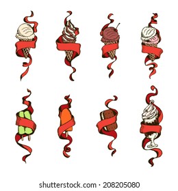 Set of vintage ice cream tattoos.