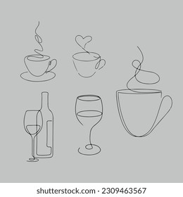 Set vintage icons tea cup. vector design .