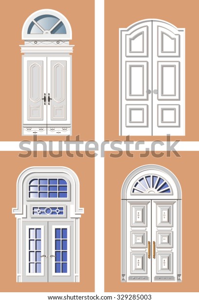 Set Vintage Interior Doors Stock Vector Royalty Free 329285003